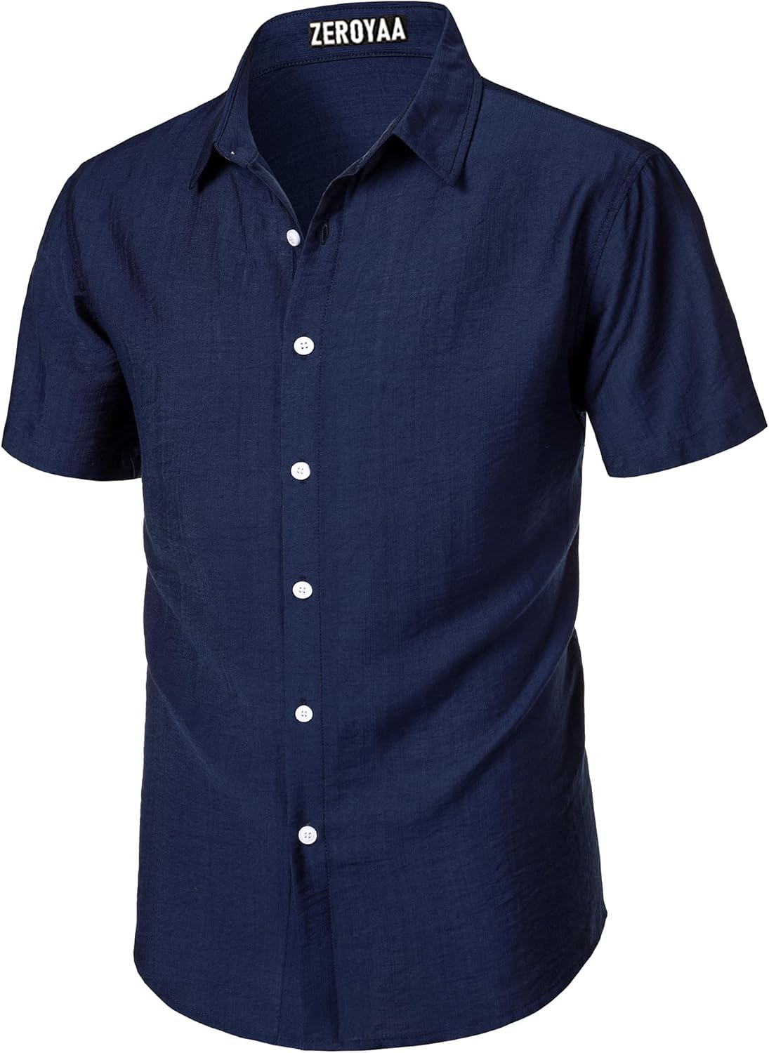 ZEROYAA Men's Casual Short Sleeve Button Down Shirt Vacation Beach Summer Lightweight Textured Shirts - Image 3