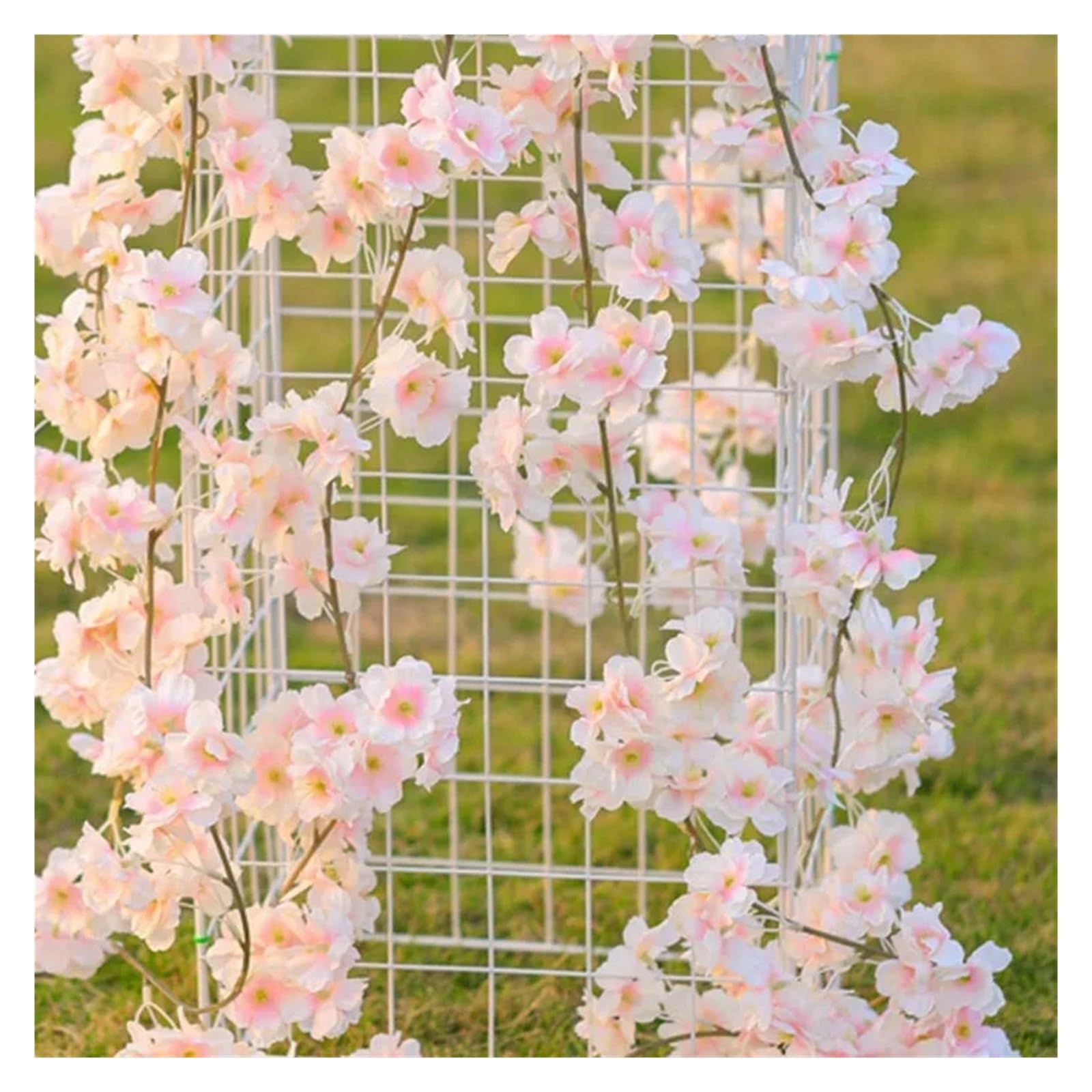 Künstliche Kirschblütenrebe | Mehrfarbig, 180 cm, 1/2 Stück, Gartenhintergrund: Blumendekor(Dark Pink,2pcs)