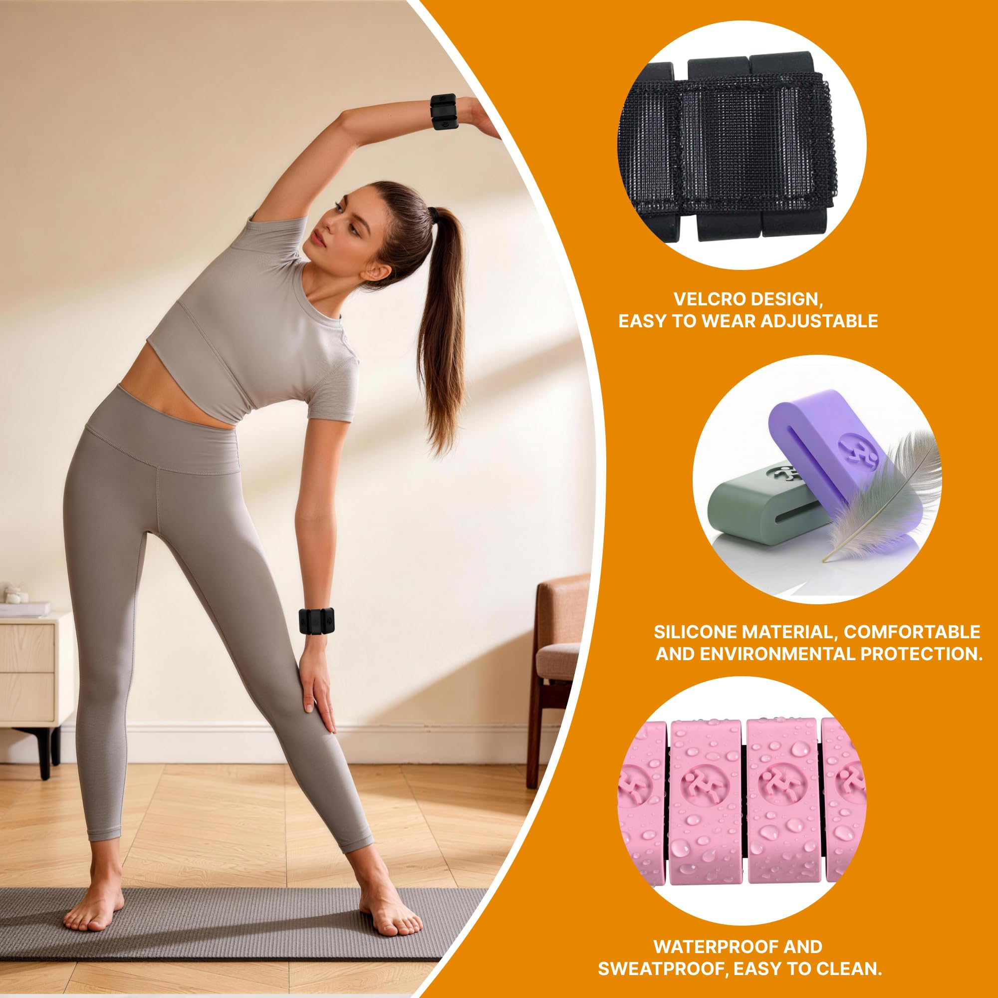 Pesi da polso regolabili per donne e uomini, pesi per gambe per donne, 0,3 kg - 0,5 kg ciascuno, per passeggiate, yoga, danza, sbarra, palestra