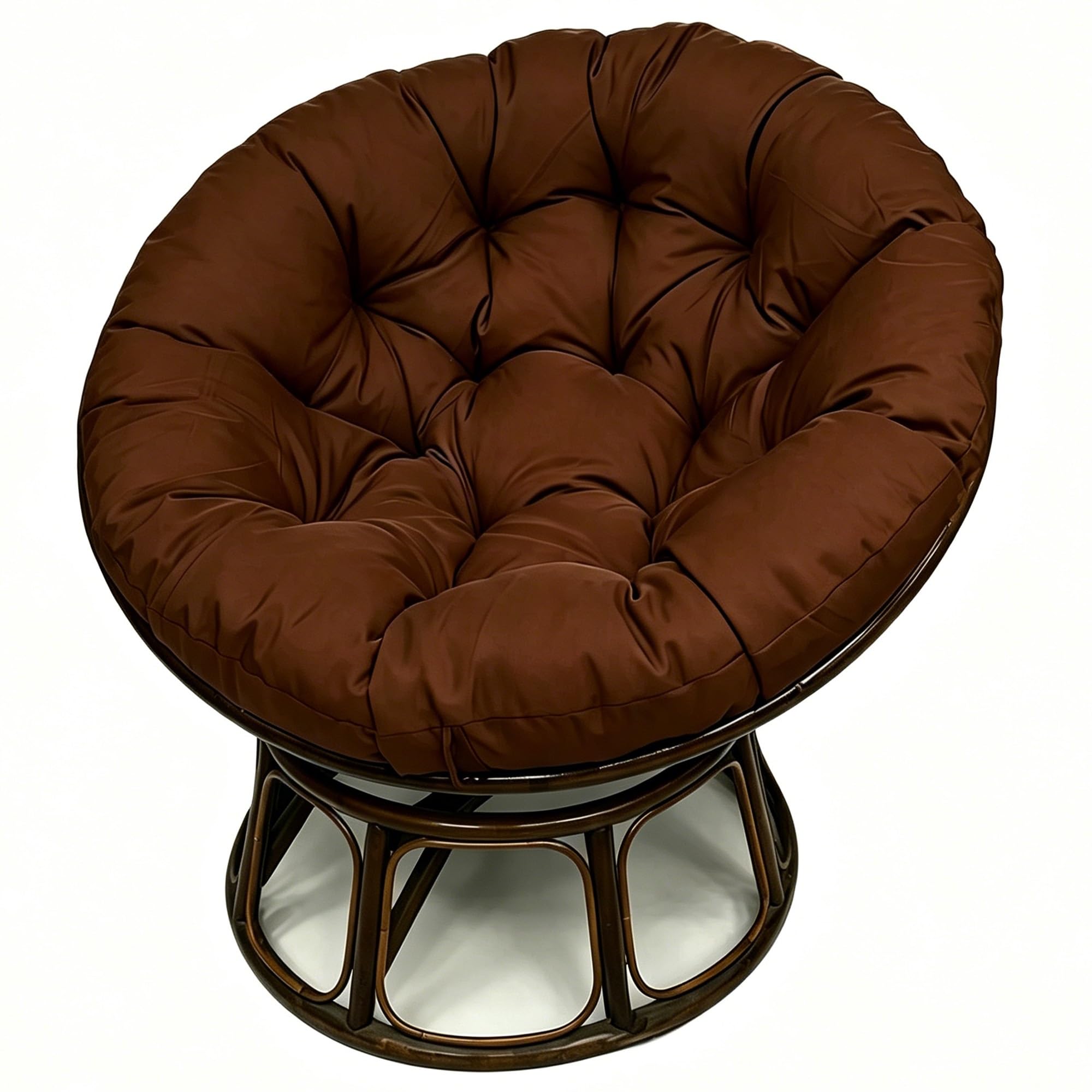 yanbinlife Cushion - Bucket & Moon Chair Comfy Round - Floor Pillow, Soft Circle Chair Cushion with Ties for Oval Saucer Egg Chairs (Frame Not Included)(Coffee,23.6 x 23.6 in)