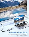 LENTION 3.3FT Long Cable USB C Hub,4K@60Hz HDMI, 100W PD, 4 USB 5Gbps 3.0 | Neat Desk, No Hanging 6-in-1 USB 3.0 hub Ideal for Work & Study,Compatible with macOS, iOS/iPadOS, Windows & ChromeOS,Surface
