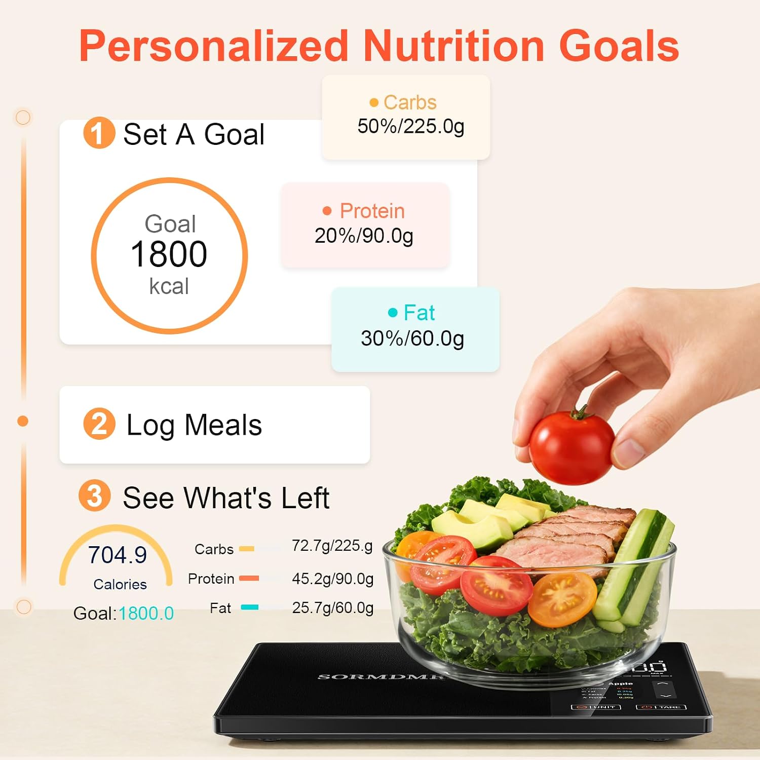 Smart Food Scale with Nutrition Calculator, App and Barcode Scanner