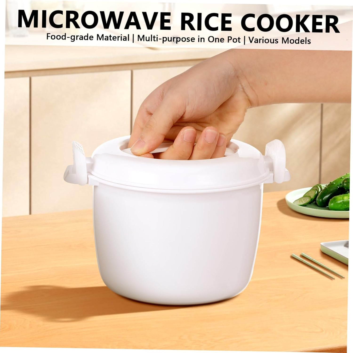 2pcs Microwave Rice Cooker Multi-purpose Rice Cooker Container Home and Office Supply