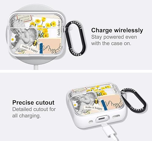 Miniatura 313 de MOSNOVO Funda protectora transparente para AirPods Pro 3, con anillo de metal duro de lujo de doble capa a prueba de golpes, diseñado para AirPods