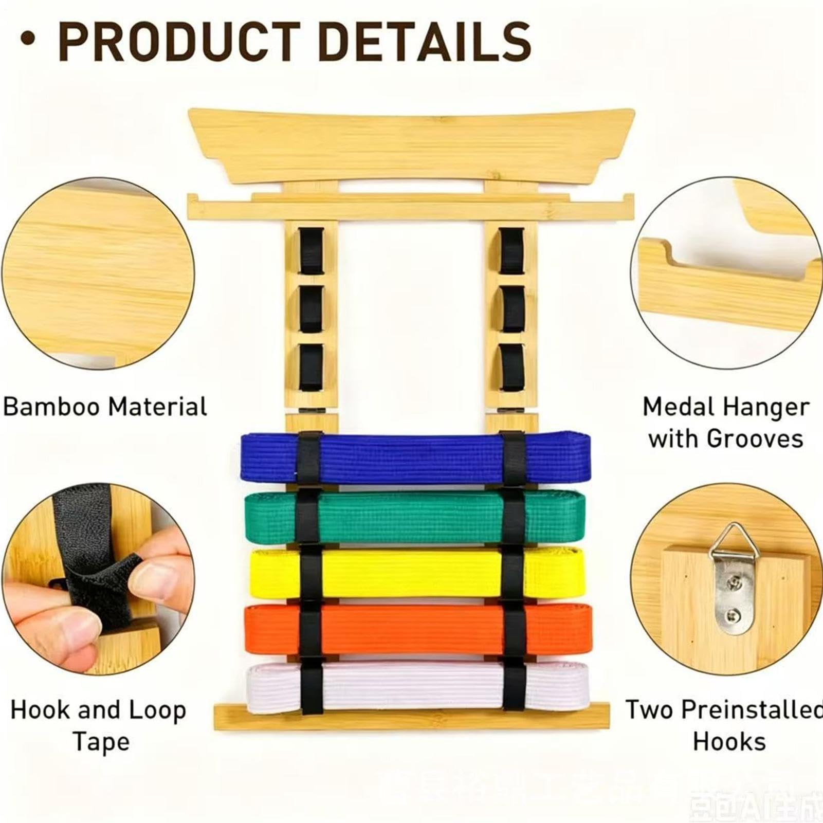 Karate Belt Expositor Expositor de madera con pegatinas y 2