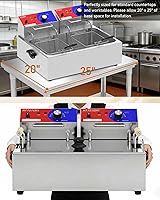 Vista 3 de Freidora Comercial Profunda - Freidora Eléctrica de 22 L con Cesta de 10 L, Freidora Comercial Profunda con Cesta (3 Piezas), Freidora de Acero