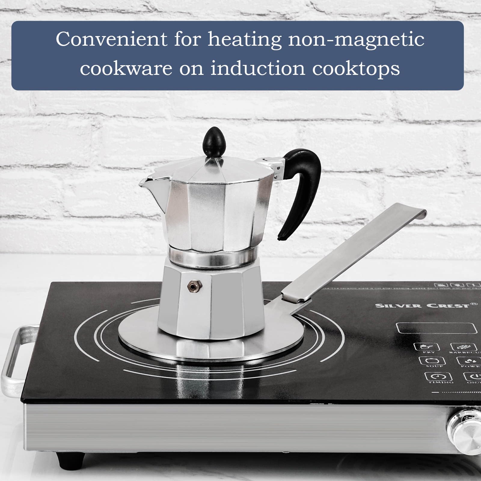 ACTIV CUISINE Adaptador de inducción disco placa 14 cm acero inoxidable difusor calor Moka cafeteras utensilios cocina