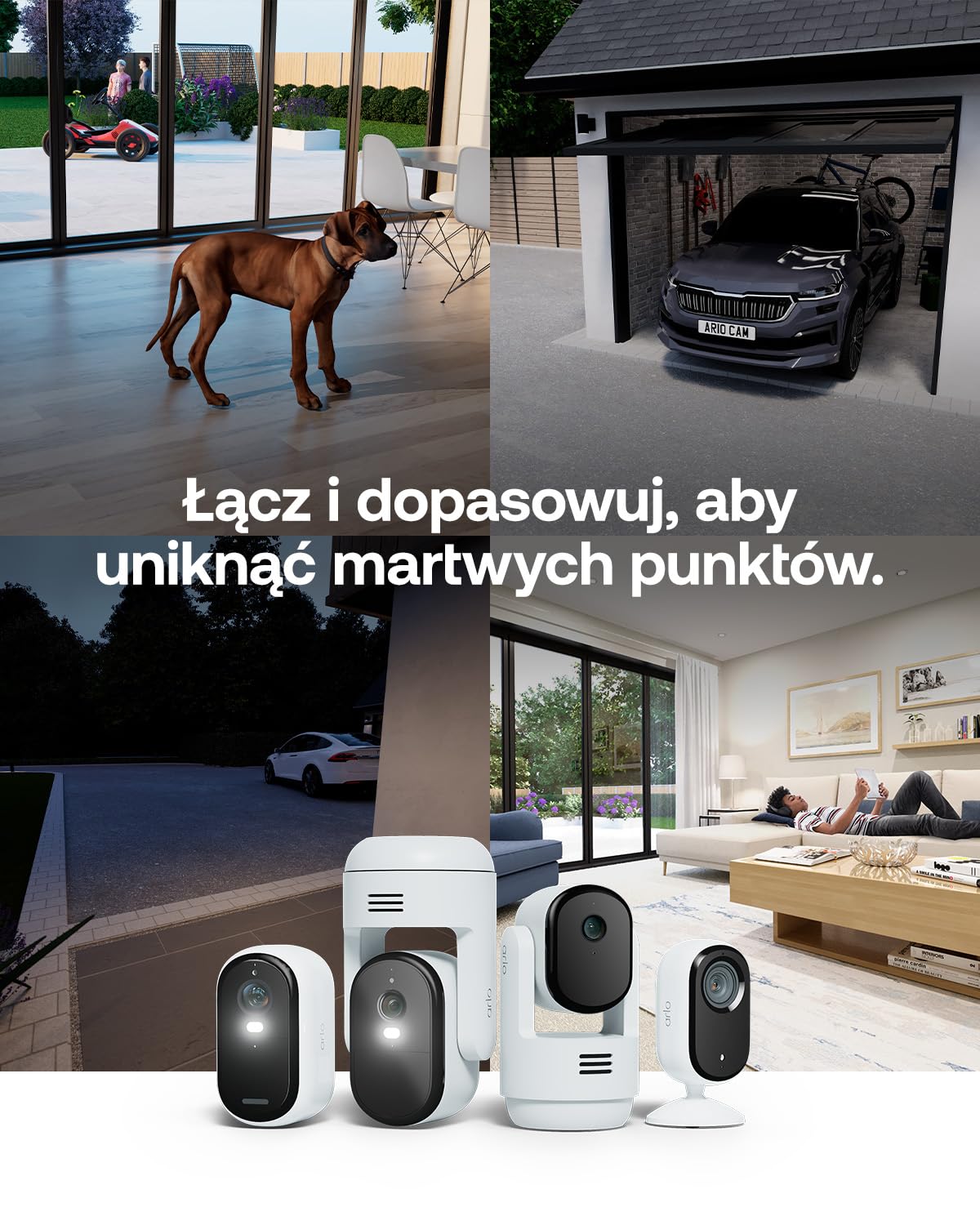 Arlo Essential 3 HD bezprzewodowa kamera bezpieczeństwa na zewnątrz (2), 1080p, kolorowy obraz w nocy, światło, czujnik ruchu, syrena, dwukierunkowy dźwięk, inteligentny dom, z Testowy Plan Secure