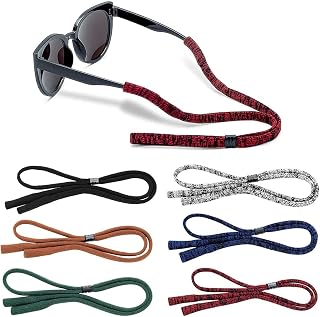 Glasses Strap (Pack of 6) Sunglass Glasses Holder Strap, Multi-Color Adjustable Soft Elastic Sports Nylon Sunglass Strap for Men Women