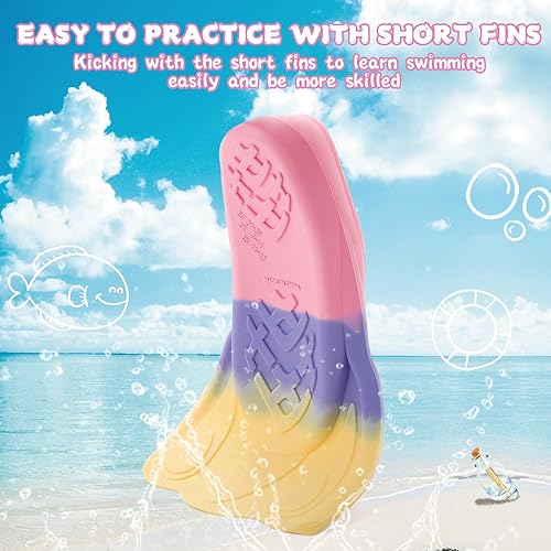 Miniatura 3 de Aletas de entrenamiento de natación para niños, cómodas aletas cortas de silicona para aletas de natación, tamaño de viaje para niños con bolsa de