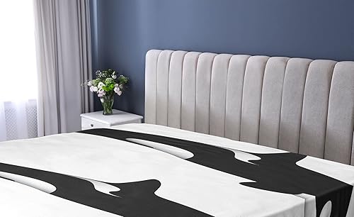 Miniatura 2 de Ambesonne Sábana bajera ajustable de animales marinos, 3 orcas orcas en diferentes ilustraciones, estilo blanco y negro, ropa de cama de tela