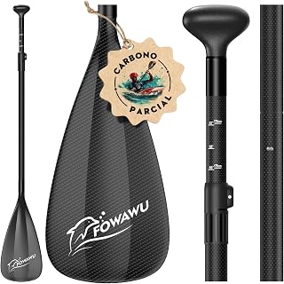 FOWAWU 3-Parte Remo Paddle Surf Semi-Carbono/Carbono Pala Sup Paddle Telescopic 160cm–210cm para Tabla de Surf Canoa Sup, Ligero y Portátil