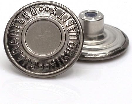 12 Sets No-Sew Permanent Buttons Jean Tack Buttons 20mm Gun Black