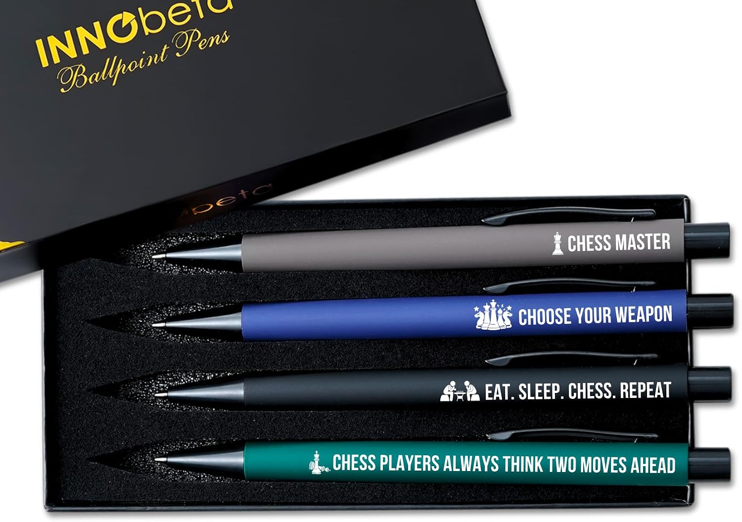 InnoBeta Chess Gifts for Men/Women, Ballpoint Pen Set of 4, Perfect Chess Gifts Idea in Birthday, Christmas, Appreciation