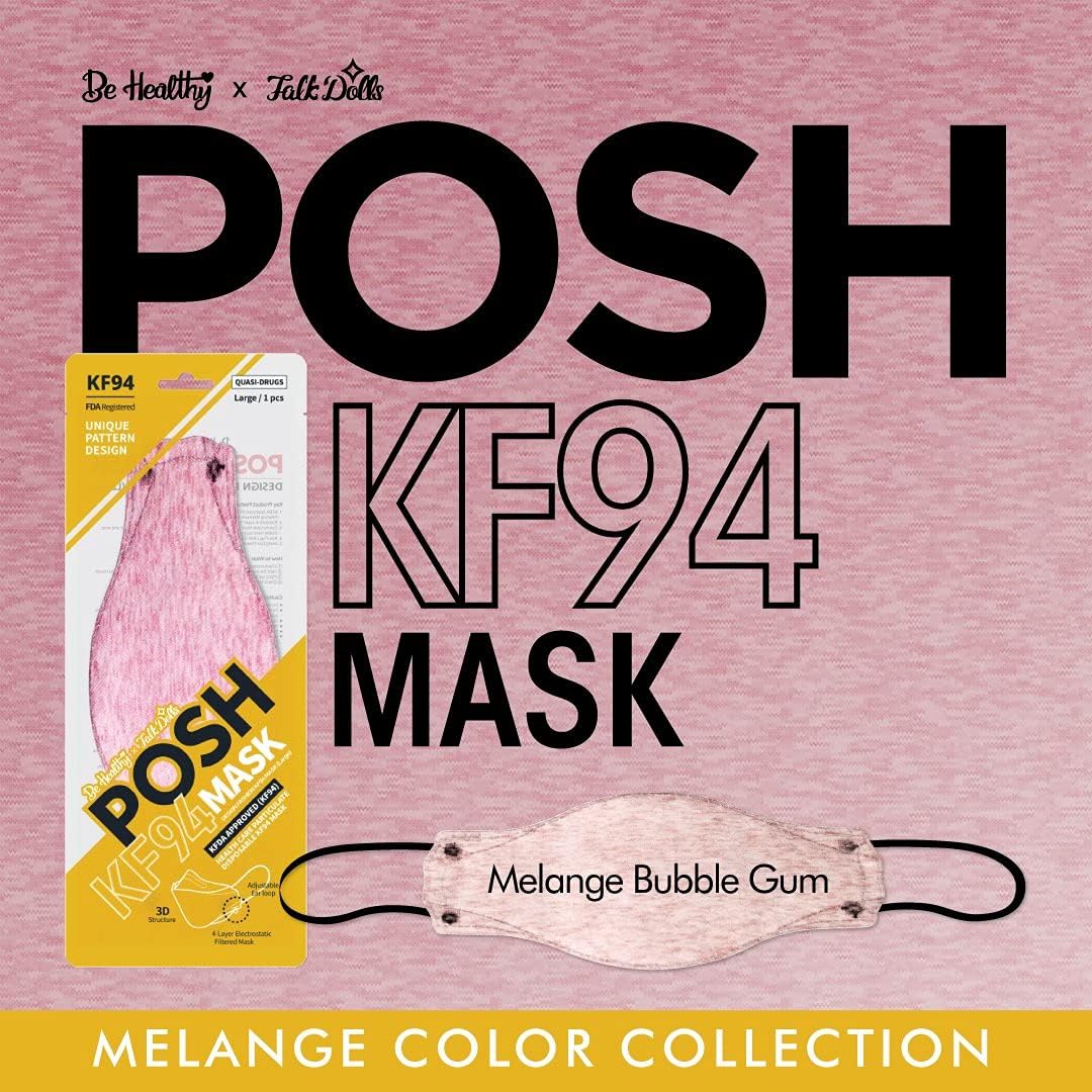 Be Healthy Pack of 10 Posh KF94 Mask Melange Bubble Gum C03 MADE IN KOREA Large