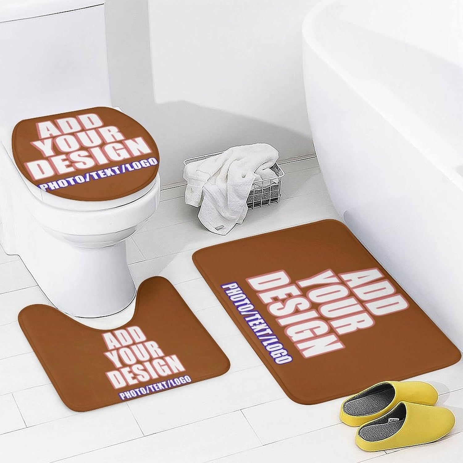 Custom Shower Curtain Set Design Your Funny Shower Curtain Sets Bathroom Decor with Rugs, Non-Slip Rug,Toilet Lid Cover, Bath Mat and 12 Hooks 72x72 inches Style04