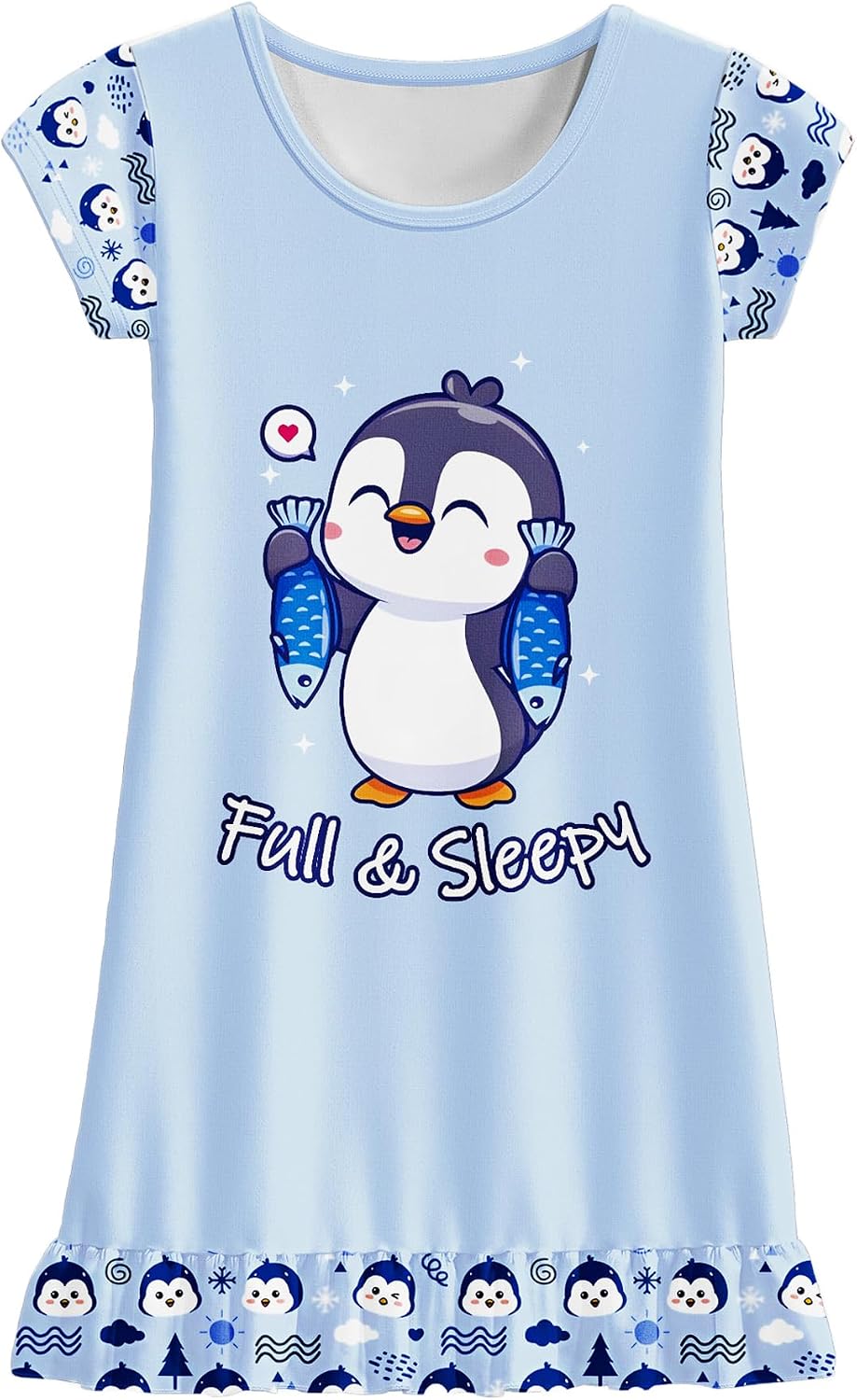 LQSZ Girls Nightgown Casual Dress Sleepwear 3-10 Years Pajamas Long Sleeve Nightgowns for Little Girls