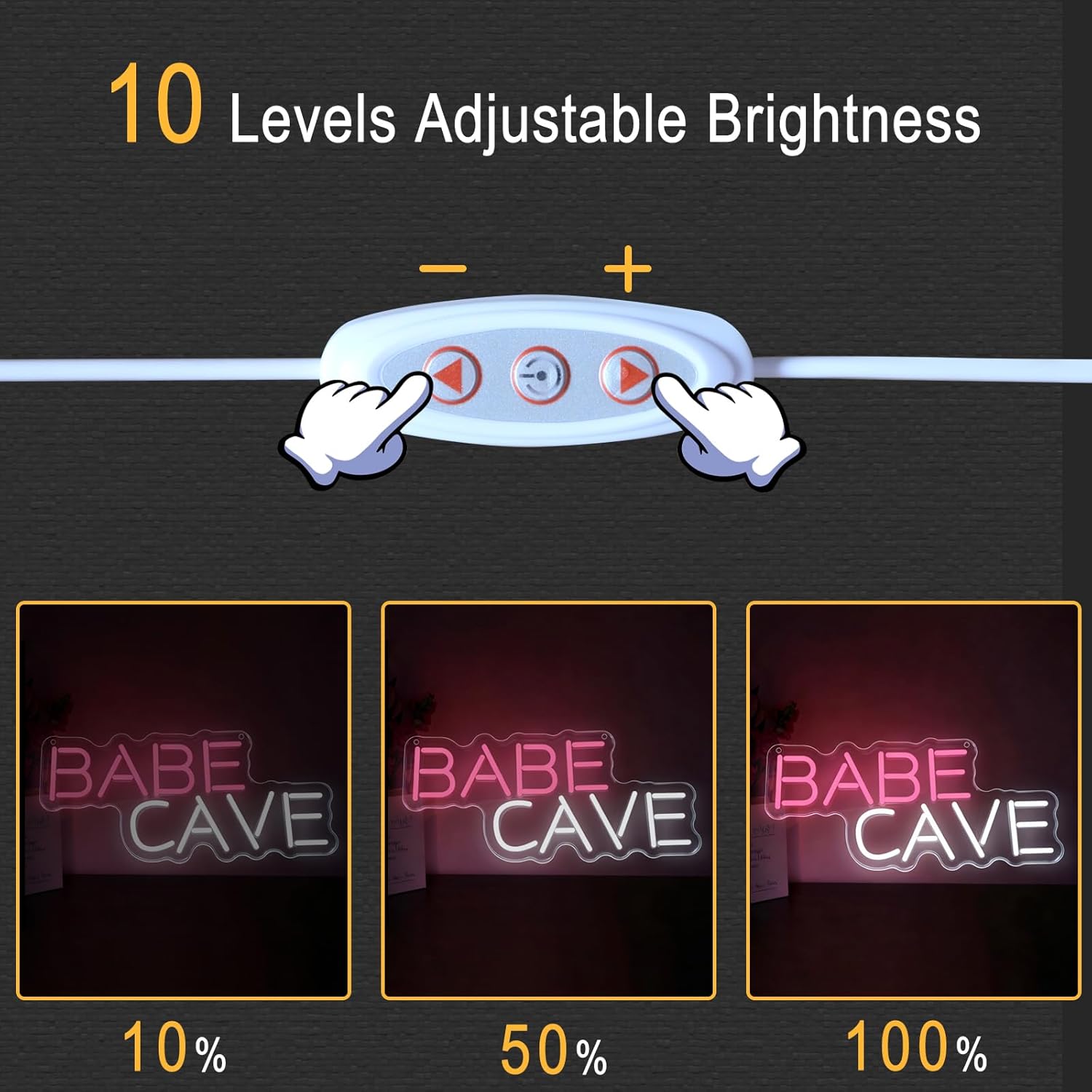 Babe Cave Neon Sign for Wall Decor Pink Light Up Letters Led Sign Birthday Party Gifts Led Decorative Night Signs Girl’s Room Decorations Christmas Gift for Friend Family Home Bedroom - Image 3