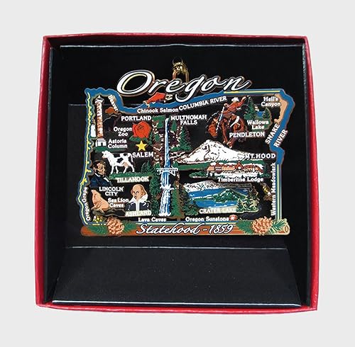 Ornamento de Oregon Color Ciudad Estado Puntos de referencia Latón Navidad Viaje Recuerdo Regalo
