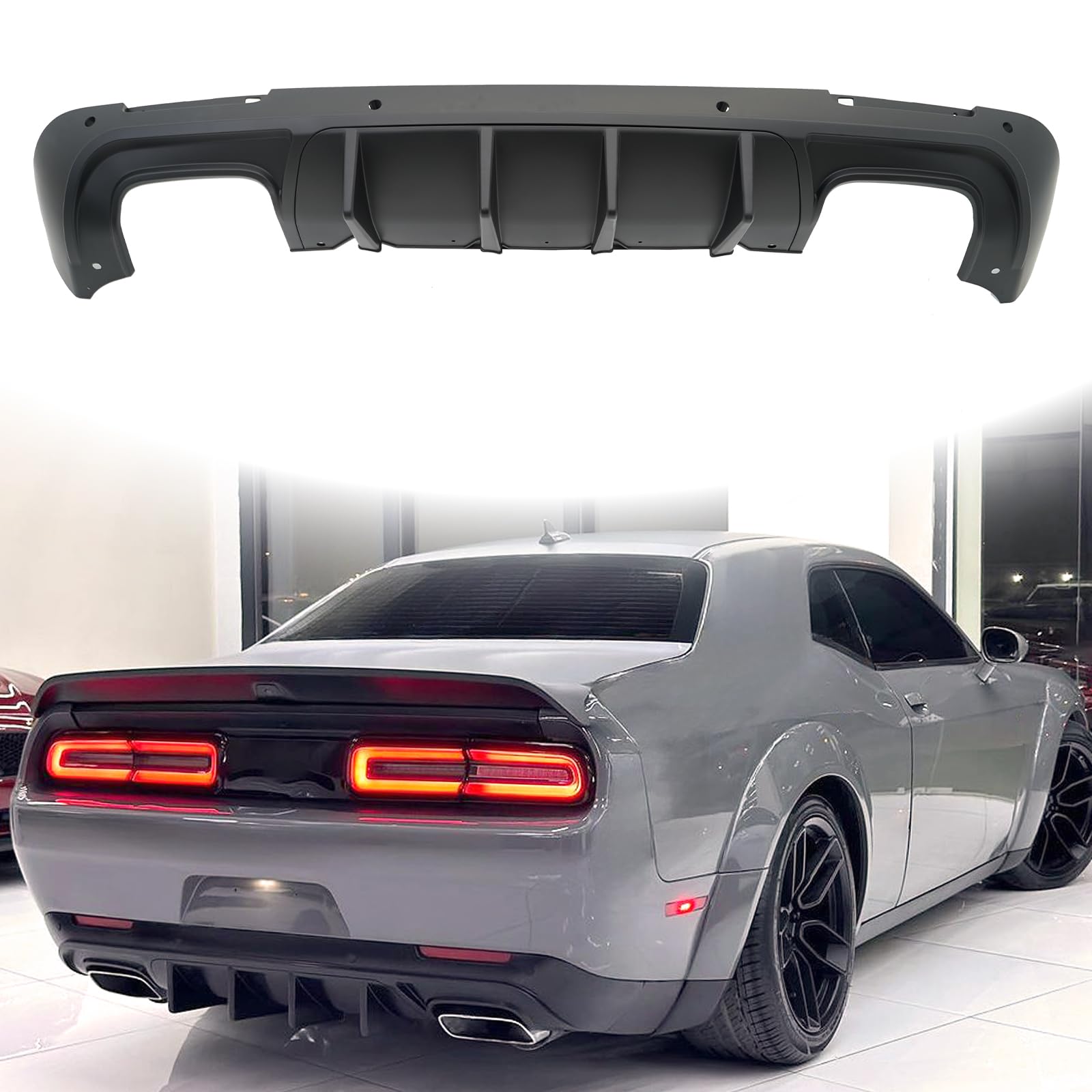 Photo 1 of KETAI Rear Bumper Diffuser Compatible with 2015-2023 Dodge Challenger GT Style Rear Bumper Lower Valance Lip Diffuser Spoiler ABS Plastic (Black)
