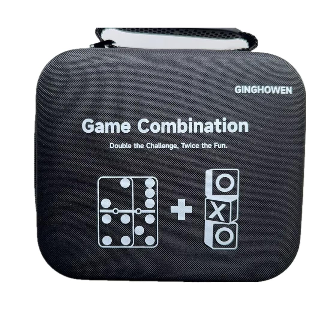 Domino Game Set, 28 Tiles Dominos with 4 Wooden Racks, Wood Classic Board Games, Portable Travel Game with Carrying Case