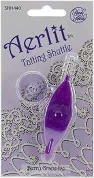 Handy Hands Aerlit Tatting Shuttle with 2 bobbins SHH440, Berry Grape ice