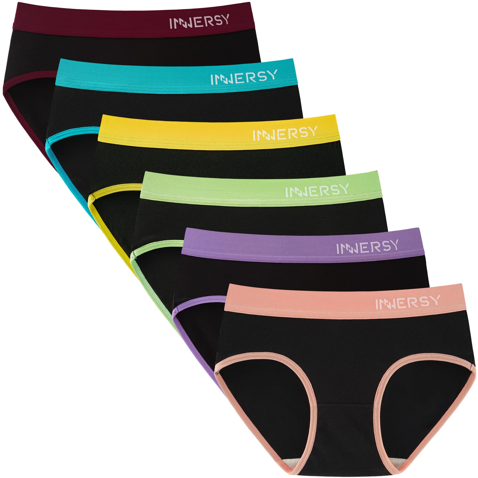 INNERSY Girls' Soft Cute Underwear Cotton Panties for 8-16 Years Old Teens 6-Pack