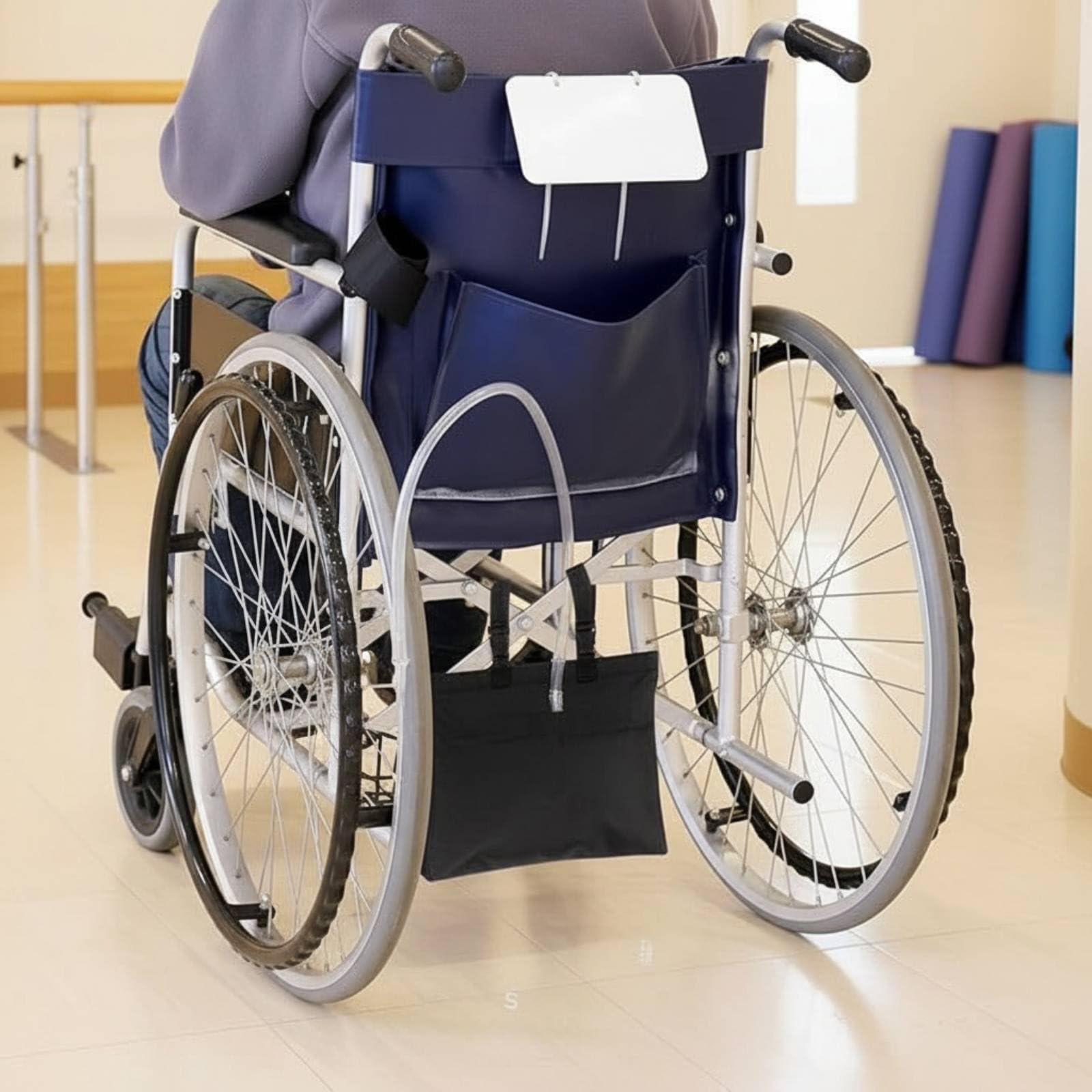 Copertura Sacca Catetere per Sedia a Rotelle Borsa Custodia Protezione Impermeabile Rivestimento Contenitore con Cinghie Regolabili in Tessuto Oxford, Nero 210D, Nero 210D