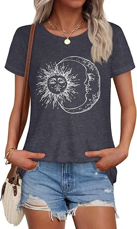 T Shirts for Women Summer Short Sleeve Crewneck Casual Cute Graphic Basic Tees Tops 2026