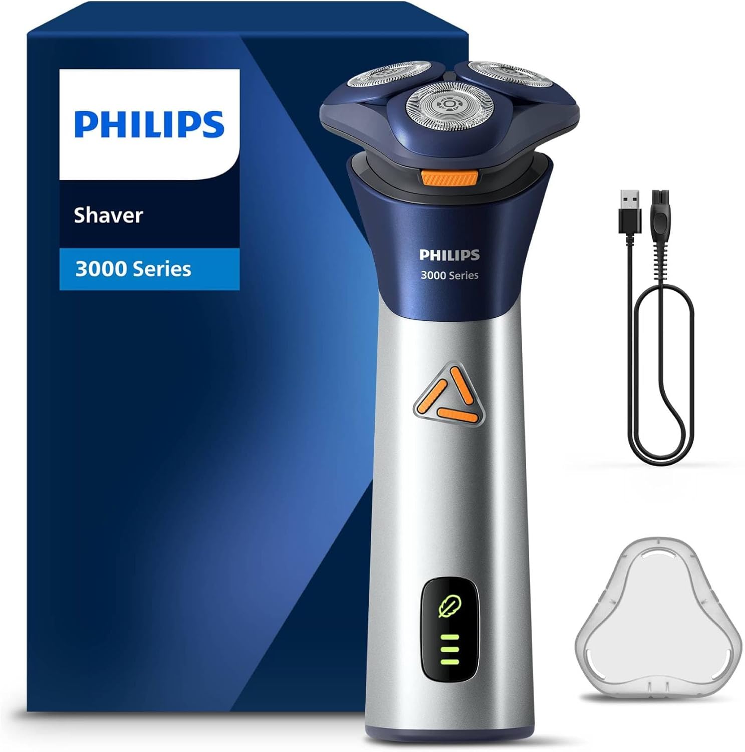 【肌にやさしい】フィリップス 電動シェーバー 3000シリーズ 電動 髭剃り メンズ (27枚刃・回転式・お風呂剃り&丸洗い可) S3881/00 シルバーメタリック【Amazon.co.jp限定】