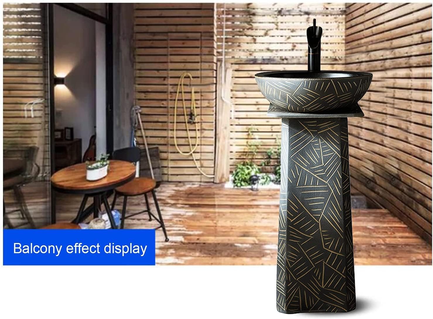 Full Pedestal Art Bathroom Basin Sink Modern Ceramic Bathroom Basin Sink Pedestal The Entire Unit Including The Sink Pedestal Completes (Color : L) (E) (G)