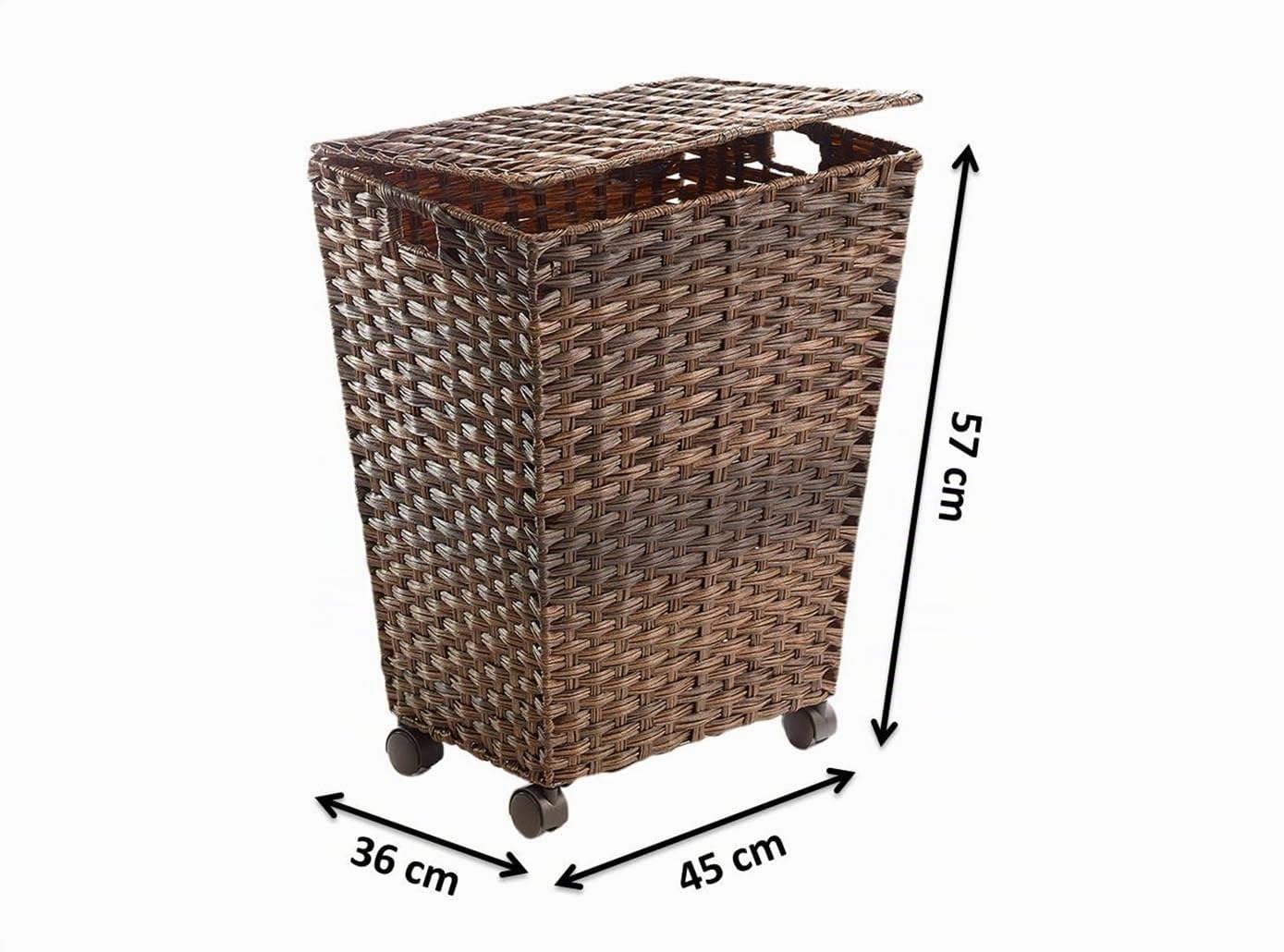 Kobolo Wäschebehälter mit Rollen aus braunem Polyrattan
