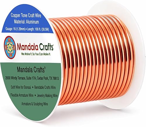 Vista 212 de Mandala Crafts - Alambre de aluminio anodizado de calibre 10 para manualidades de joyería - 32 pies de alambre flexible de cobre coloreado - Doble