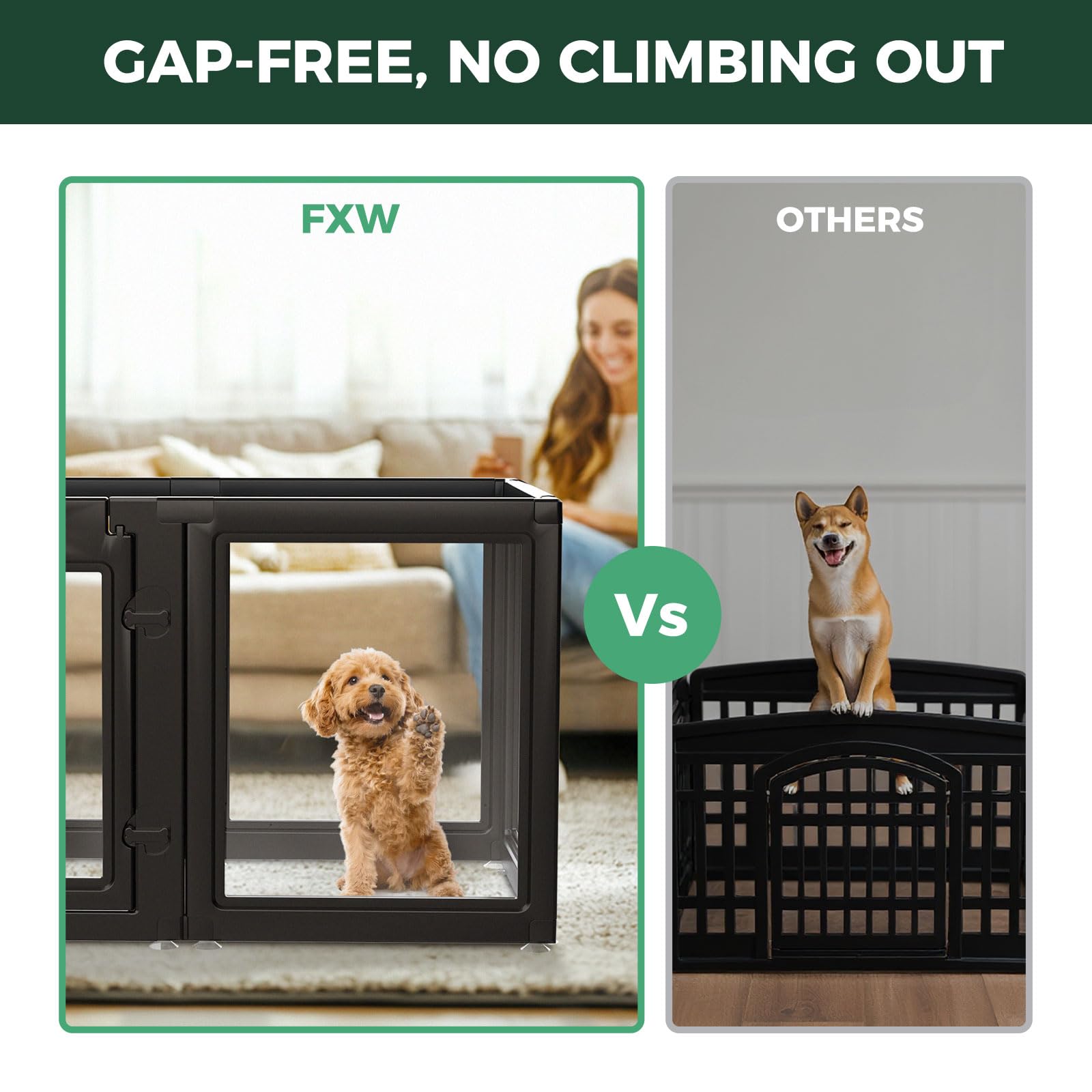 Amazon | FXW AuraSpace アクリル屋内犬用ベビーサークル 子犬と小型犬