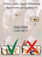 Vista 5 de Trípode para selfie stick con control remoto inalámbrico, trípode para selfie stick de 46 pulgadas con luz de relleno LED, para iPhone 16/15/14/14