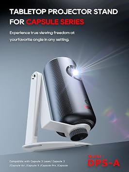 Projector Stand for Nebula Capsule Series & XGIMI Halo+(New) Works with Capsule 3/Air/Pro, Mini Projectors | Ceiling & Wall Projection, Height Adjustable, 360° Rotation | 1/4-Inch Screw(A-White