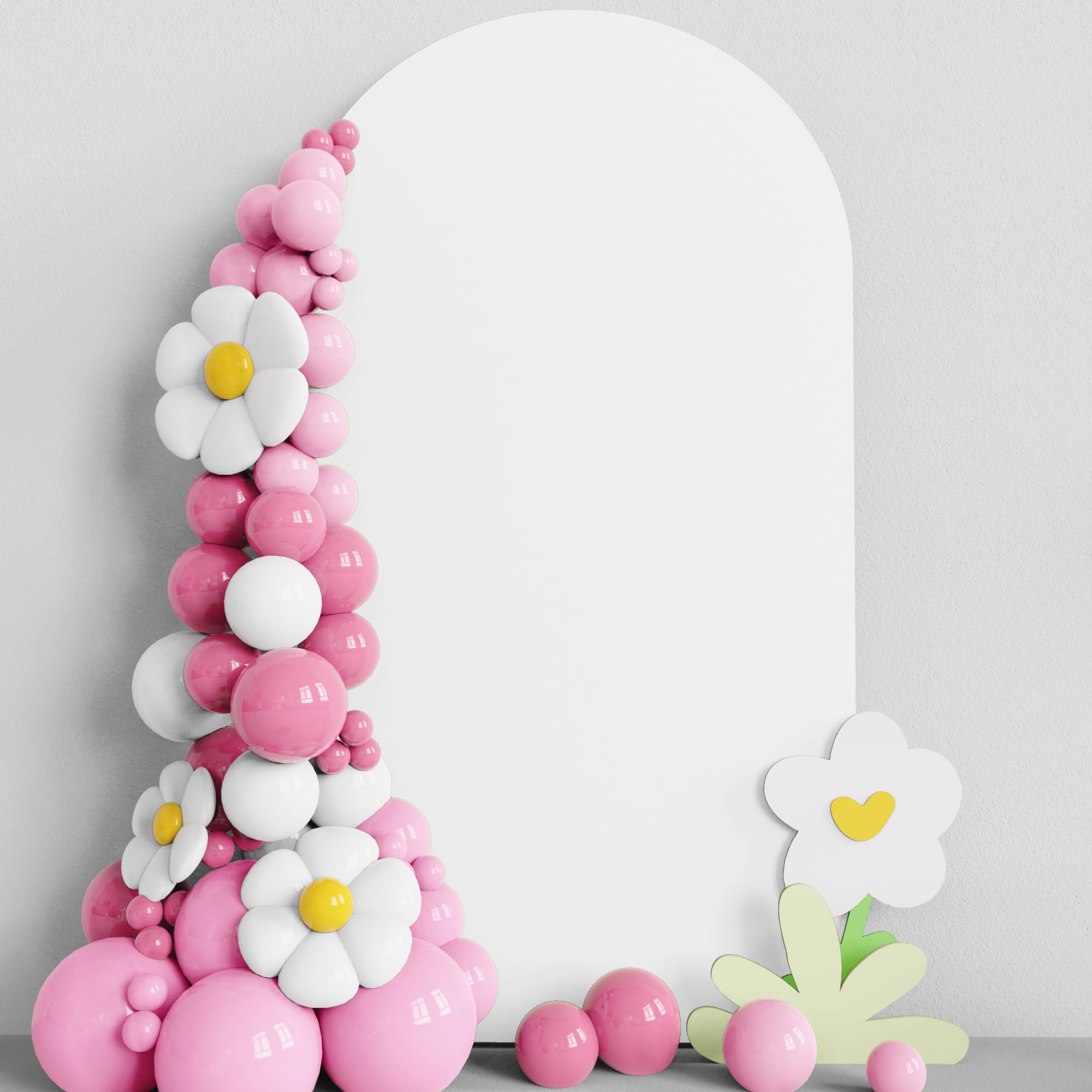 Asee'm 7.2FT Wedding Arch Cover White Fitted Spandex Cover 2-Sided Round Top Chiara Backdrop Stand Covers for Party Ceremony Birthday Banquet Decoration