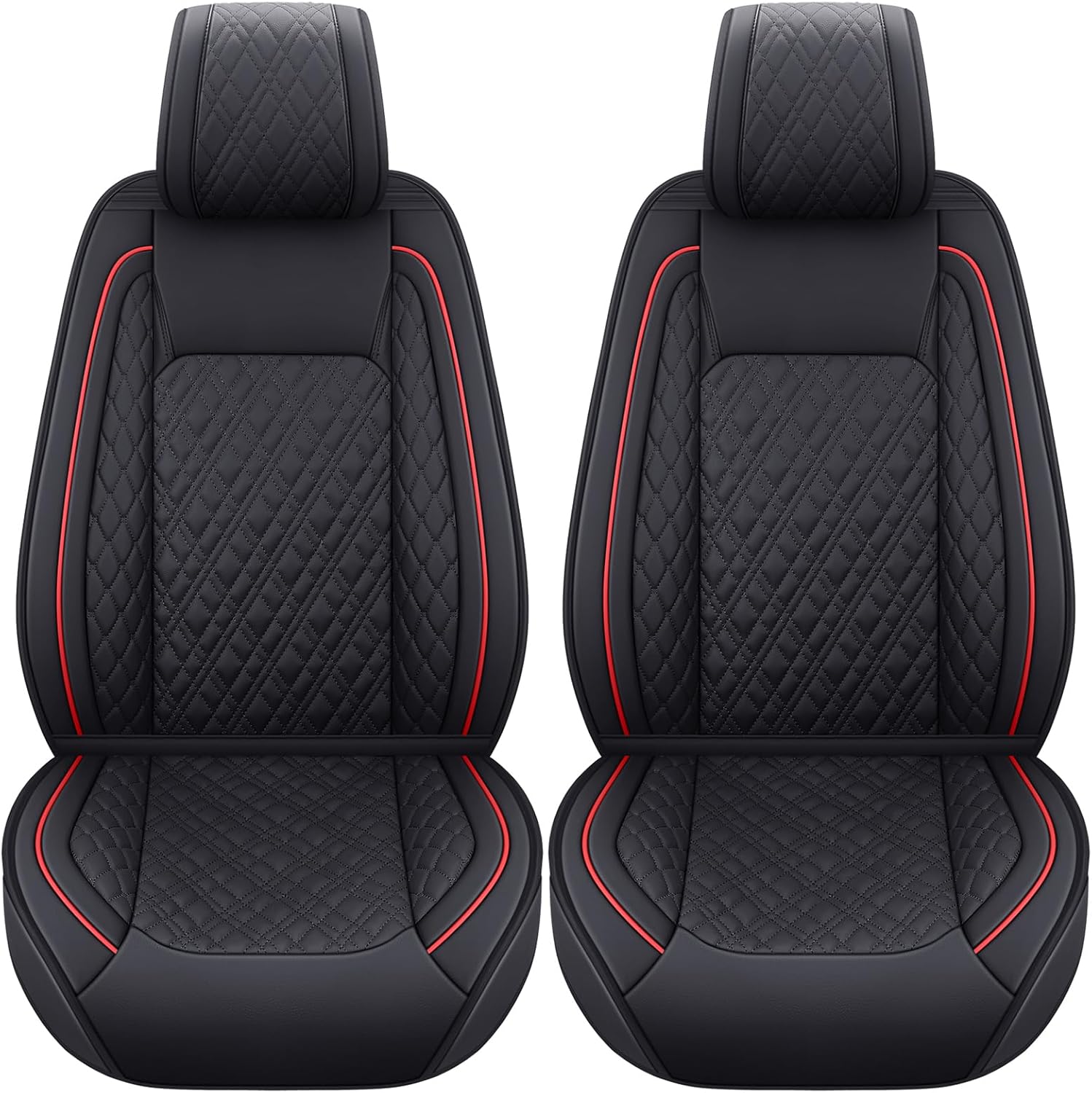 Aierxuan Toyota Tundra Truck Seat Covers Custom Fit 2008-2026 CrewMax Double Cab, SR5, SR, Limited, Platinum, 1794 Edition, TRD Pro, Capstone, with Waterproof Leather (2Pcs Front, Black-Red)