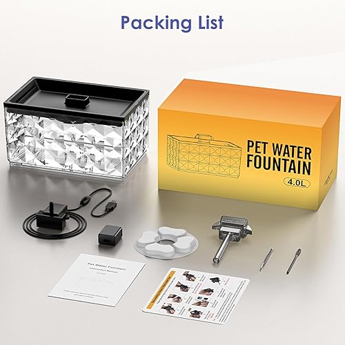 Miniatura 7 de Fuente de agua para gatos, fuente de agua automática ultra silenciosa para mascotas con indicador LED colorido para alerta de escasez de agua,