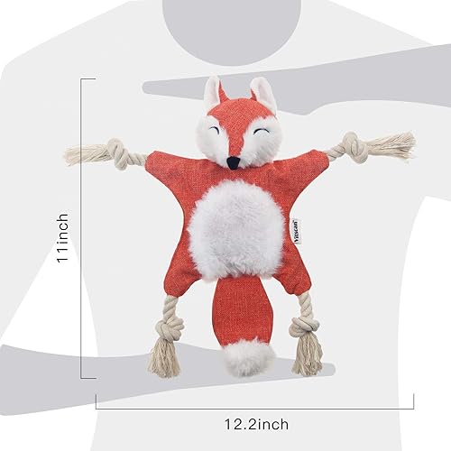 Miniatura 6 de Juguete para perros pequeños o cachorros, con textil, en forma de ardilla, con material arrugado, hace ruido al morderlo, con nudos de cuerda, de