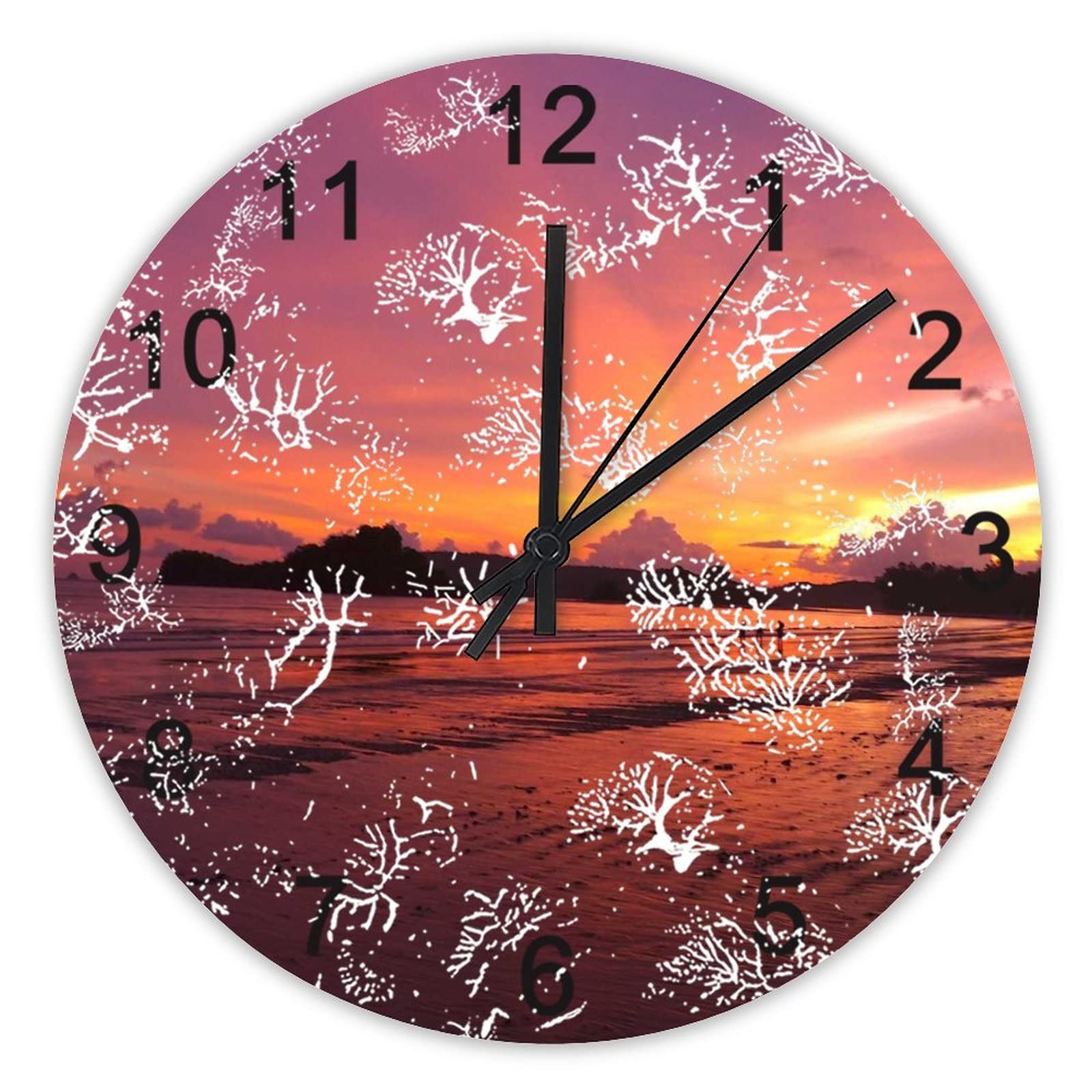 Grande horloge murale silencieuse 40,6 cm au design de plage tropicale