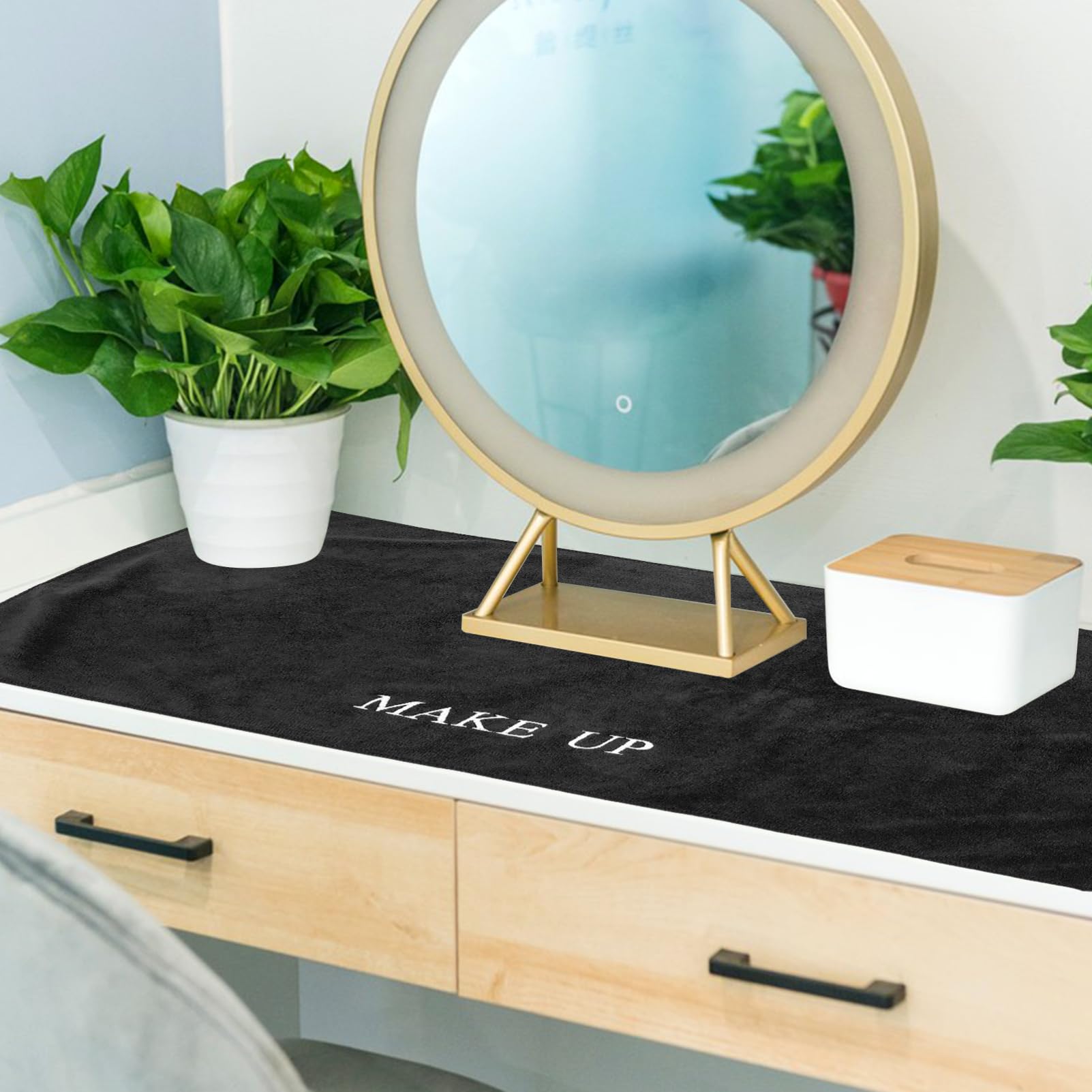 Kichvoe Makeup Table Cloth Pad 31.5 X 15.7 Inch Soft Cloth Mat with Non-Slip Bottom for Vanity Desk Protection and Workbench Use - Image 4