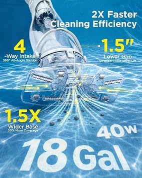 InoKraft Pool Vacuum for Above Ground Pool, Cordless Pool Vacuum for Inground Pools, Rechargeable Pool Cleaner with 18.5 GPM Suction, Above Ground Pool Vacuum with 59 Extendable Pole, Blue