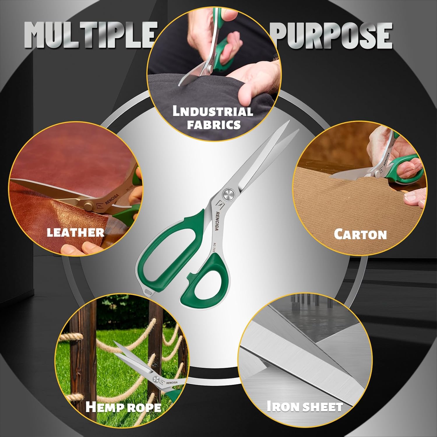 Fabric Scissors Tailor Sewing Shears Heady Duty Multi-Purpose Integral Molding Scissors for Fabric Cutting Leather Dressmaking Comfort Grip Professional Sharp Cloth Scissor Crafting (10 Inch)