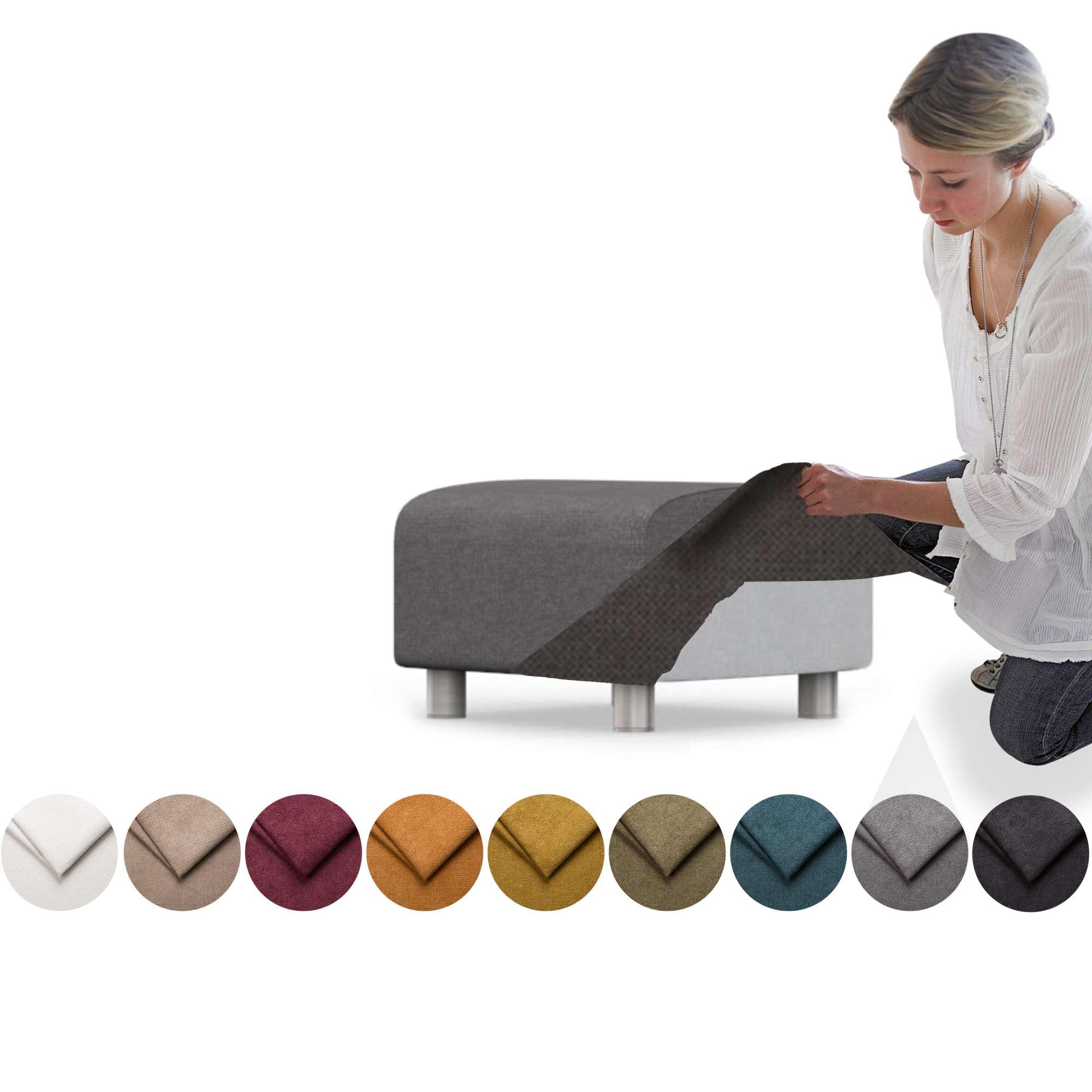 comfortly Cover for Klippan Footstool, Replacement Slipcover, Heavy Duty 1 pcs Cover, Soft Durable Washable Fabric, Easy to Clean & Replace (Crown - Dark Grey)