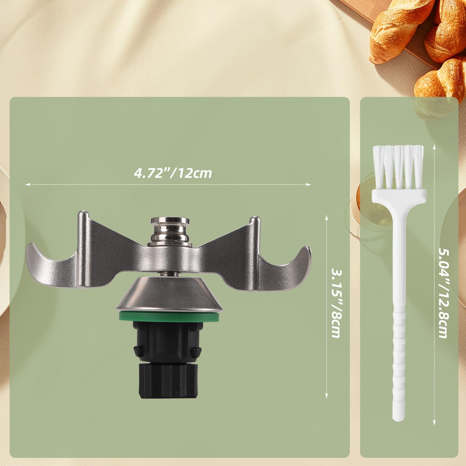 EYMPEU Nóż do ciasta do Thermomix TM5/TM6/TM7 – Obejmuje 1 uszczelkę + 1 szczotkę czyszczącą, stal nierdzewna 304 – Kompatybilny z TM5/TM6/TM7 – Część zamienna i akcesorium