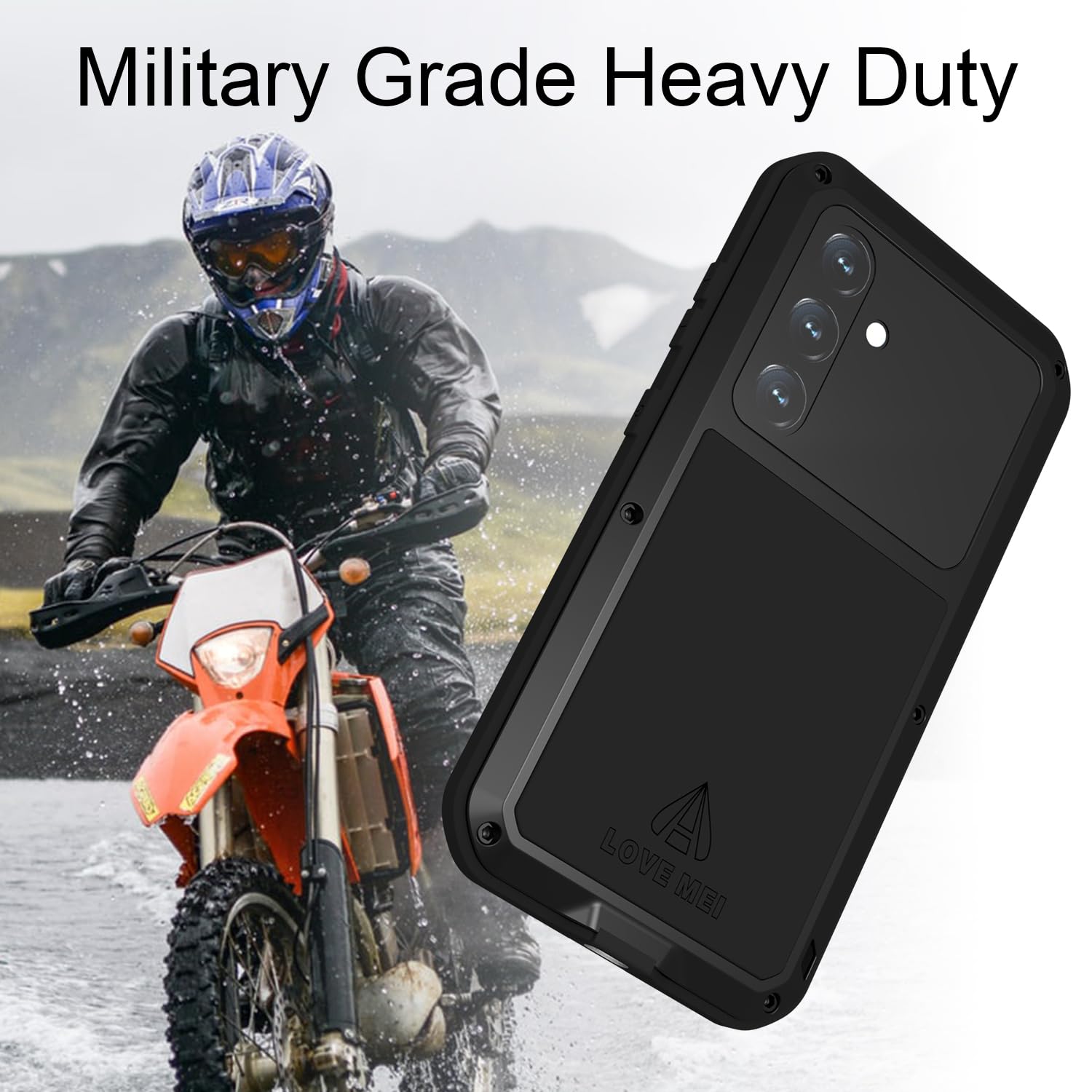 LJFLYXRI Custodia protettiva per Galaxy S24, robusta, in alluminio e silicone, antiurto, con pellicola protettiva integrata (argento, S24)