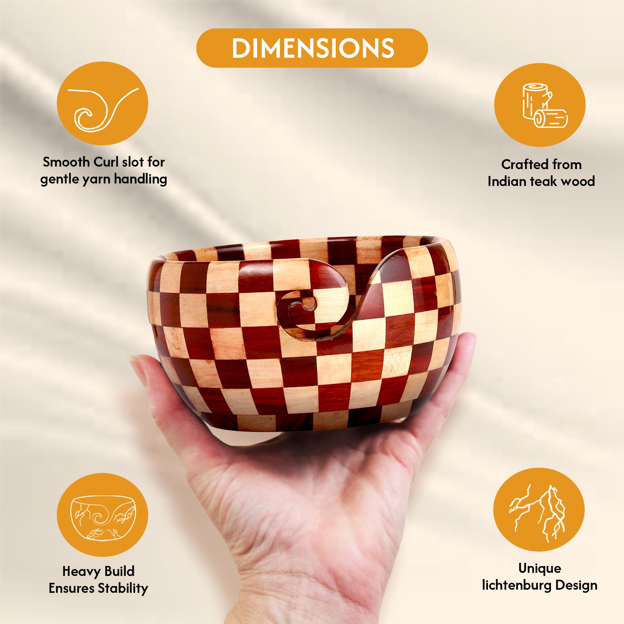 Brainmart Wooden Yarn Bowl, Large Knitting Yarn Storage Bowl 7x4 Inch, Red & Maple Wood Dual Sahde, Yarn Holder for Knitting & Crocheting, Mother Day and Christmas Gift