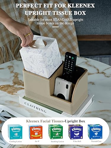 Miniatura 6 de Funda cuadrada multifuncional para caja de pañuelos con almacenamiento, moderno soporte para pañuelos Kleenex, soporte para control remoto, soporte
