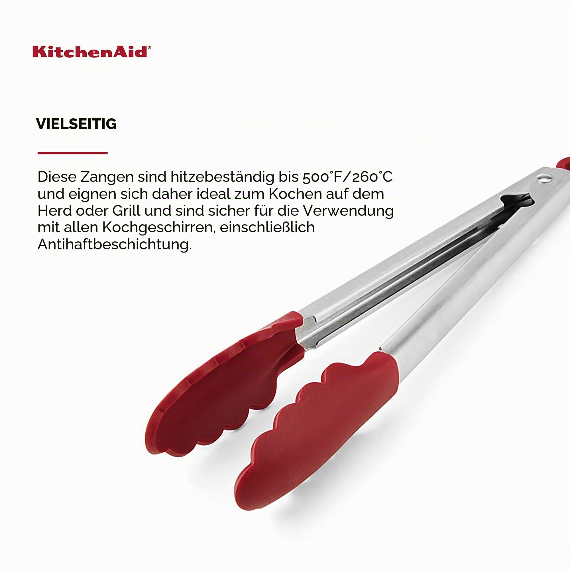 KitchenAid Silikon-Edelstahlzange, 30,5 cm, Rot